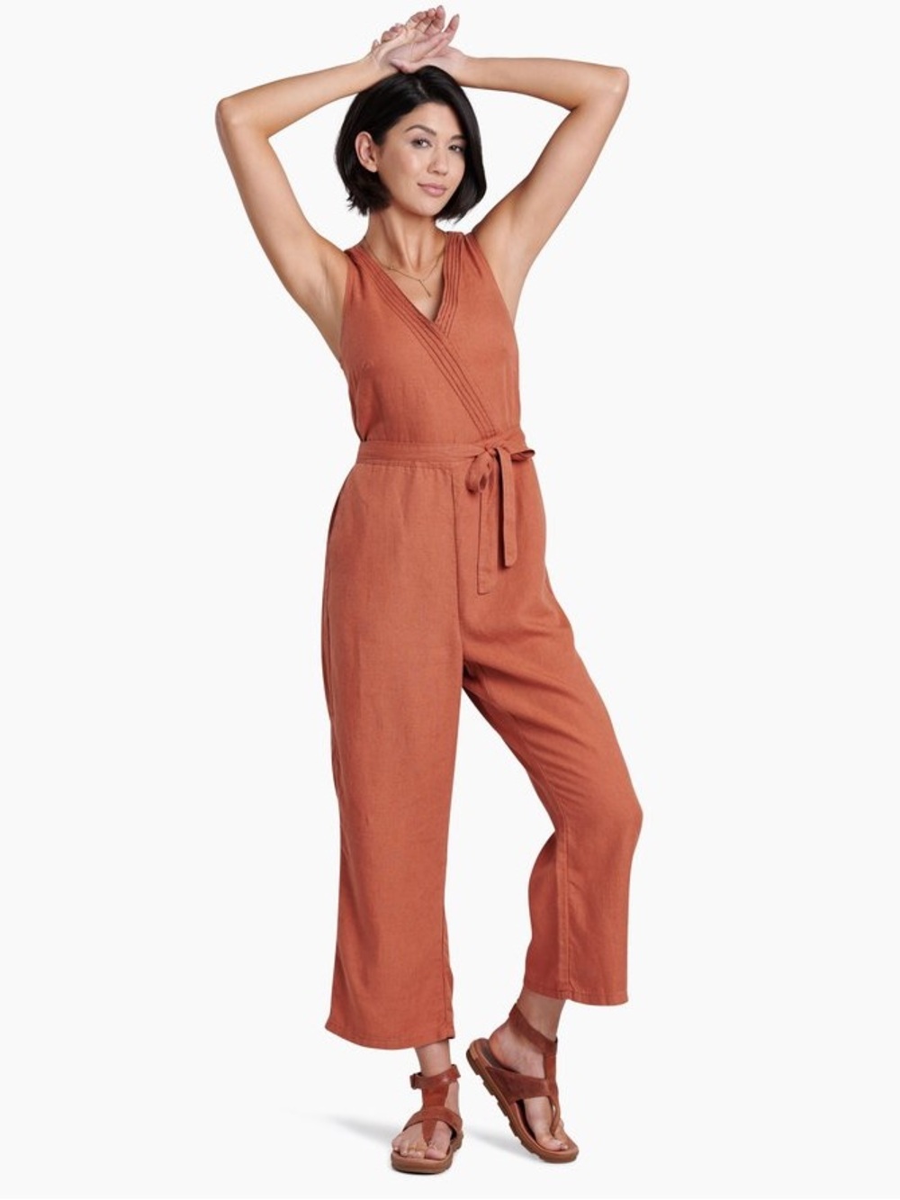 Kuhl Rust Sleeveless Wrap Jumpsuit with Tie Waist
